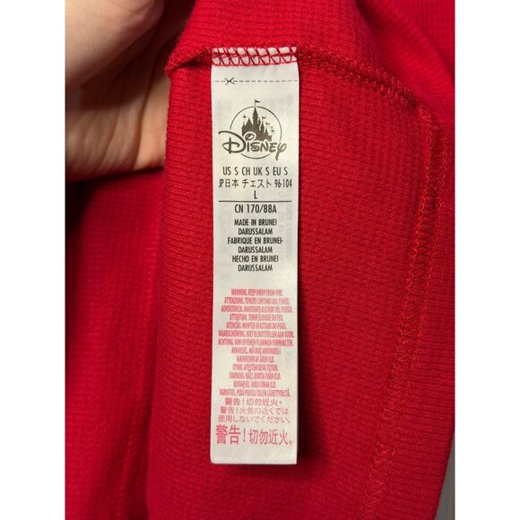 Disney Parks Mickey Mouse Santa Red Festive Thermal Long Sleeve Adult L 21x26 - Picture 6 of 7